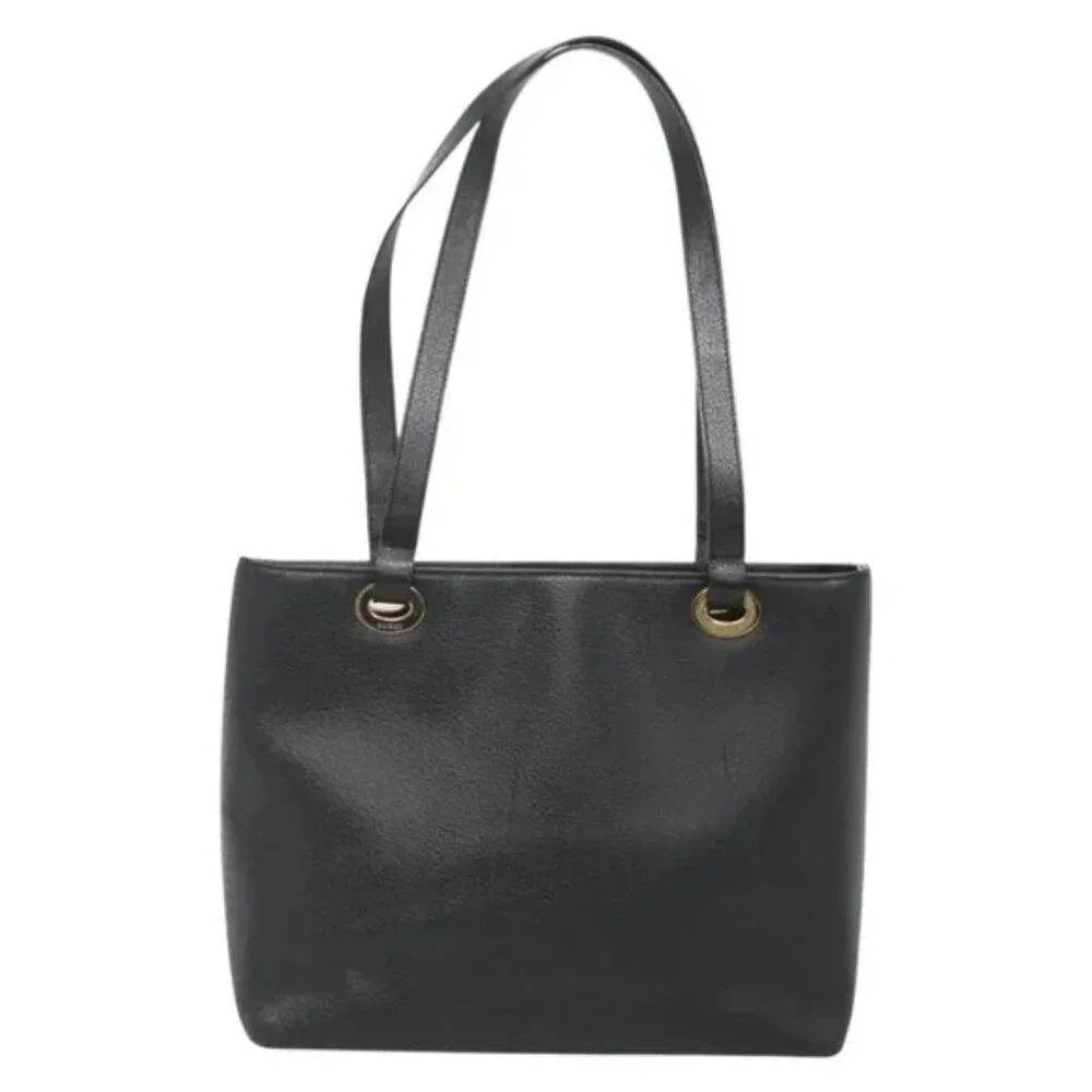 SALE Vintage Gucci Leather Aphrodite Black Tote Bag Medium Gold w/FREE Accessory